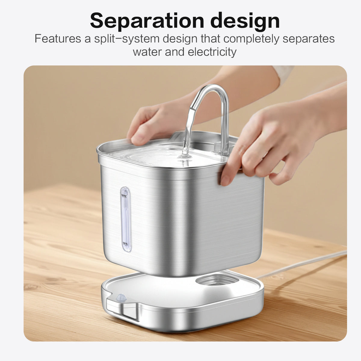 Smart Pet Water Dispenser, Wireless, Non-Electric, Automatic Water Flow, Cat Water Feeder