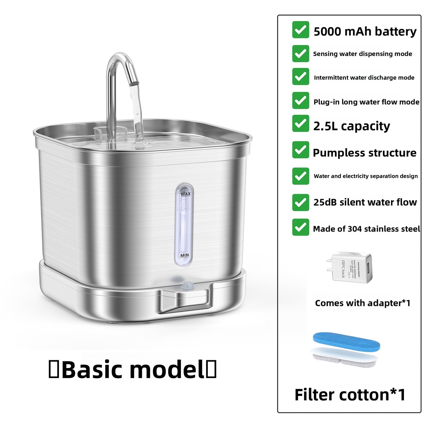 Smart Pet Water Dispenser, Wireless, Non-Electric, Automatic Water Flow, Cat Water Feeder